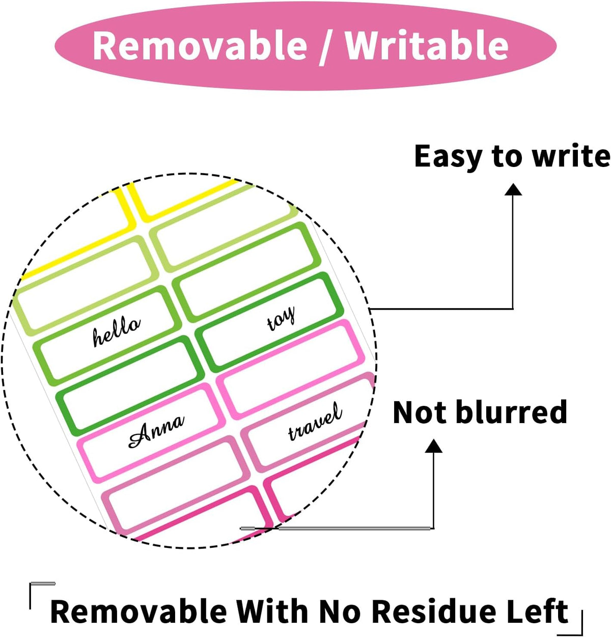 STARLIBOO Removable Labels, Removable Colored Labels Stickers,1x3 Inch Rectangular Stickers