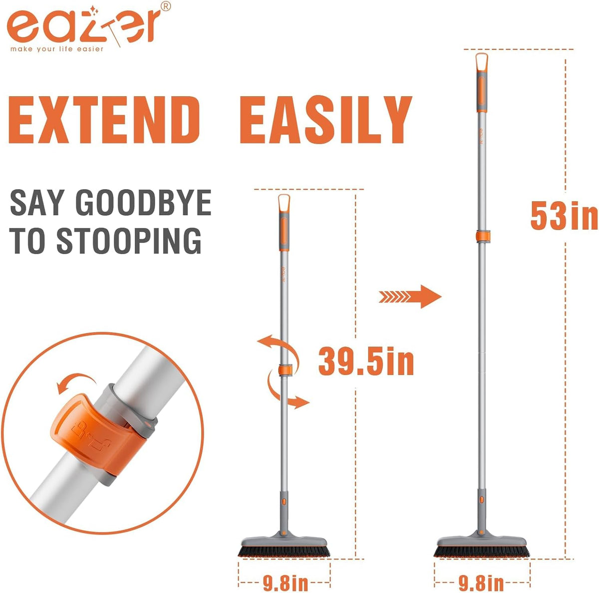Eazer Grout Brush with Long Handle, 180°Rotation Tile Grout Cleaning Brush, V-Shape Shower Scrubber