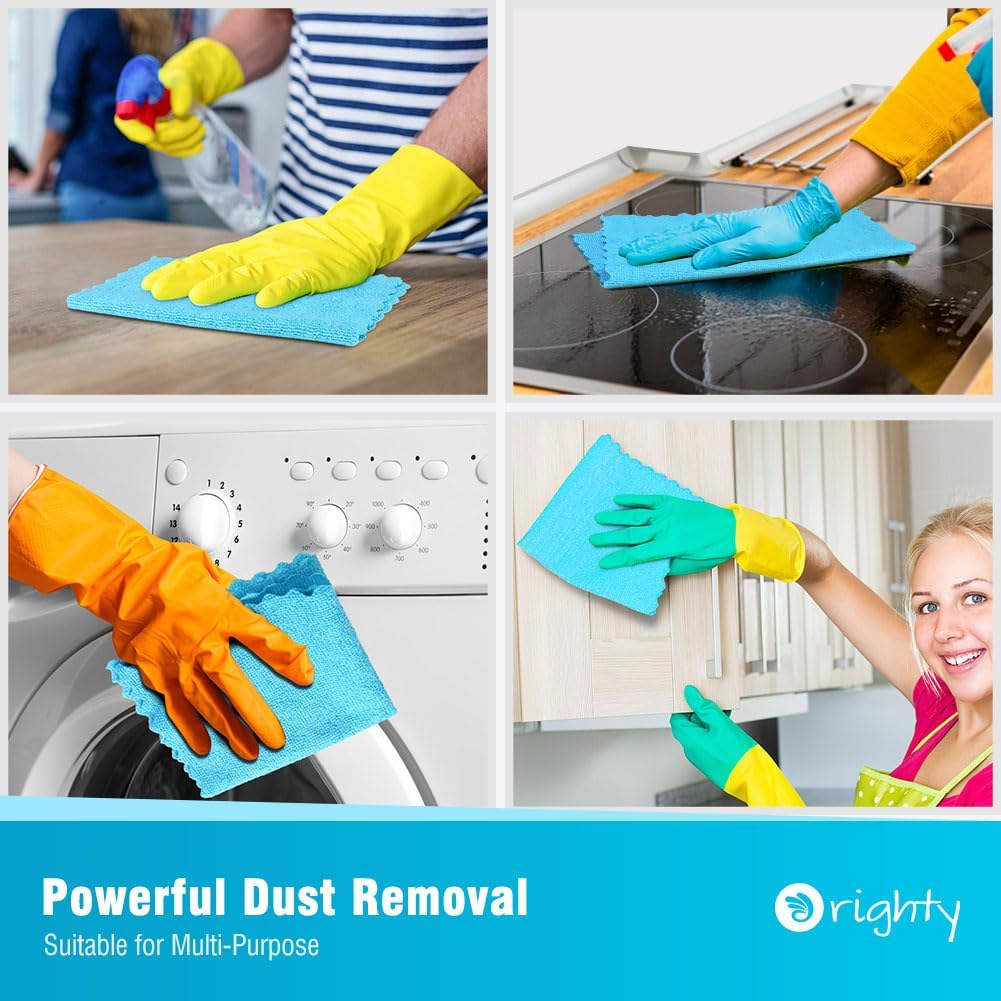 Orighty Cleaning Cloths 12x12 inch, Pack of 24, Highly Absorbent Microfiber Cleaning Supplies, Lint