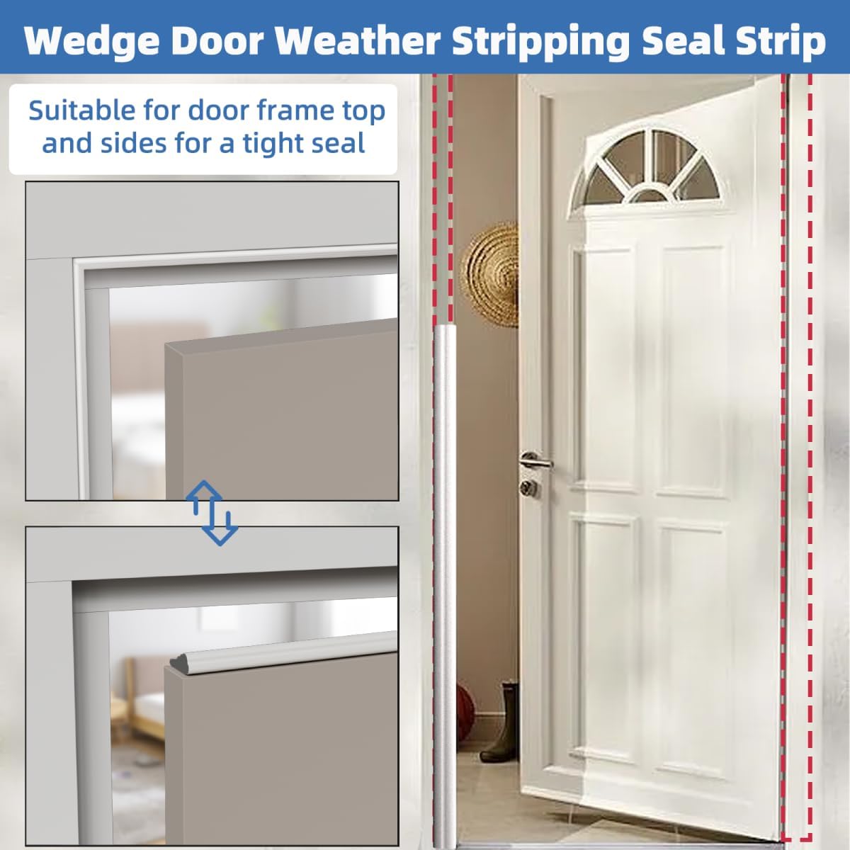 Wedge-Shape Window Weather Stripping Door Frame Seal Strip 118” White,Upgrade Black