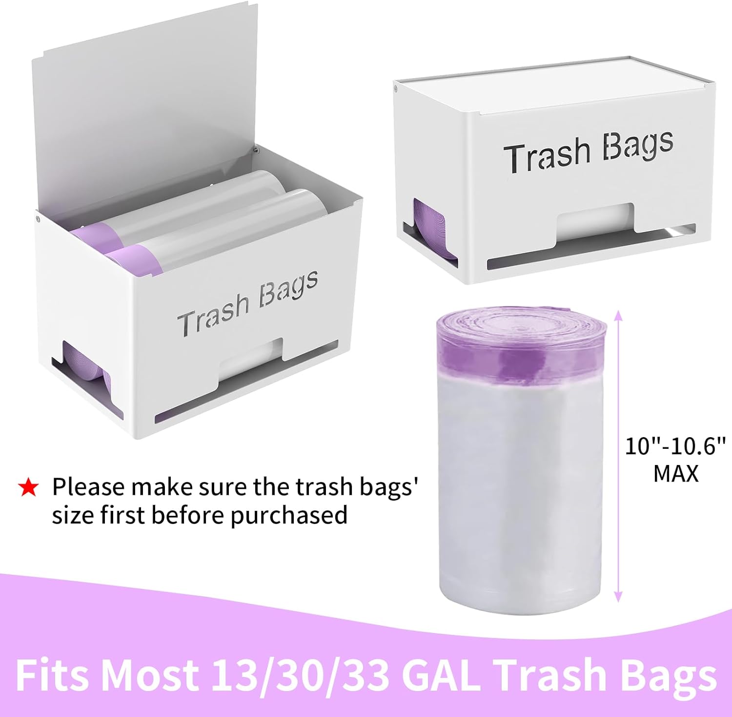 2-Pack Trash Bag Holder Dispenser, Stackable Garbage Bag Dispenser, Extra Large Trash Organizer for