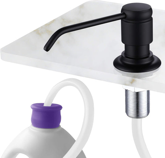 Gagal Soap Dispenser (Matte Black) and Extension Tube Kit for Kitchen Sink, Complete Brass Pump