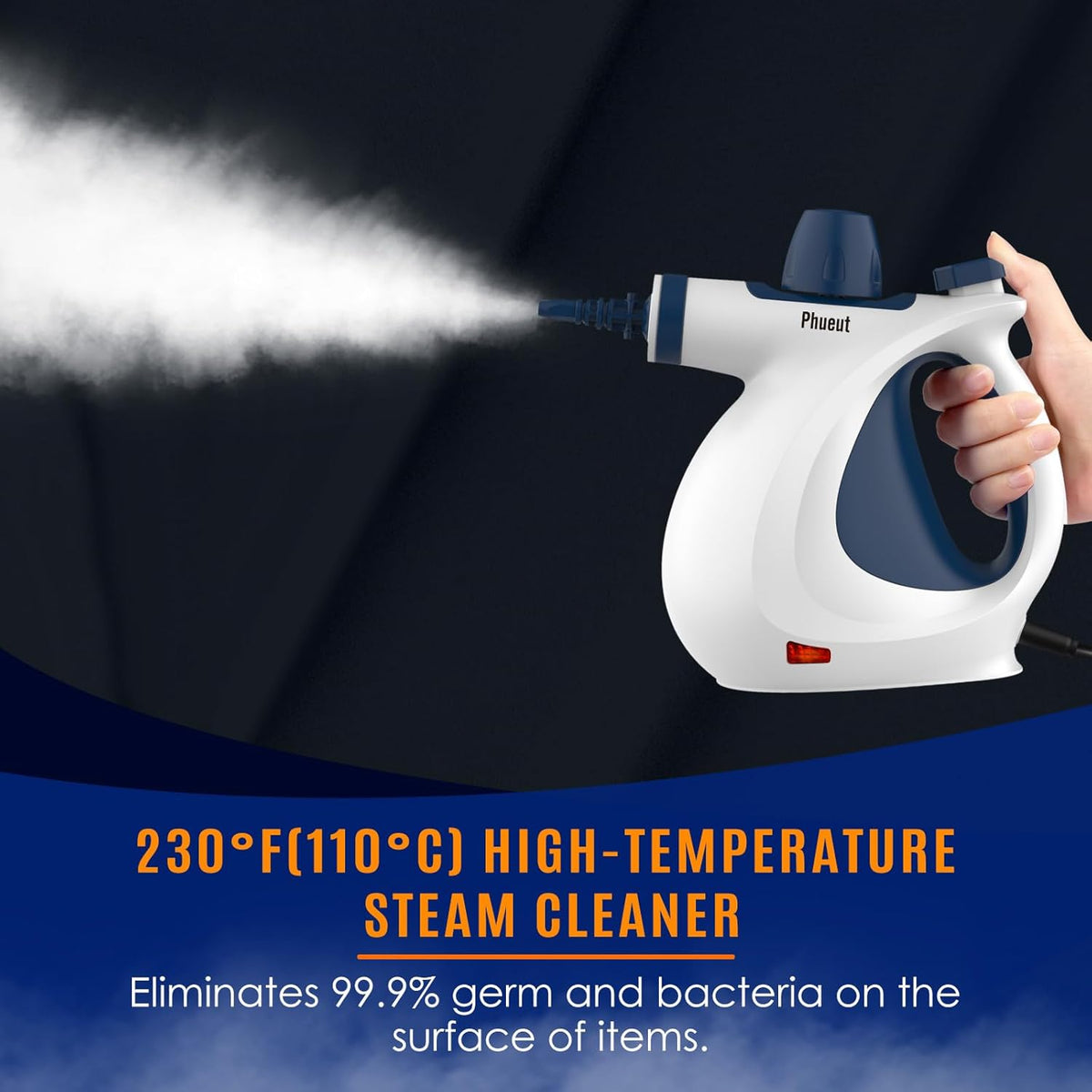 Pressurized Handheld Multi-Surface Natural Steam Cleaner with 12 pcs Accessories, Multi-Purpose