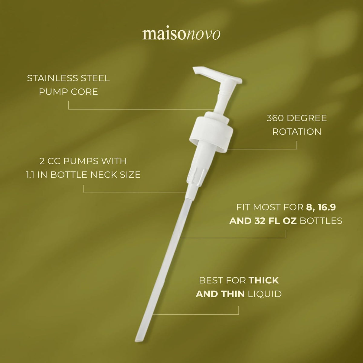 MaisoNovo Soap Pump Replacement - 2X White Plastic Pumps - Pump Dispenser - Soap Dispenser Pump