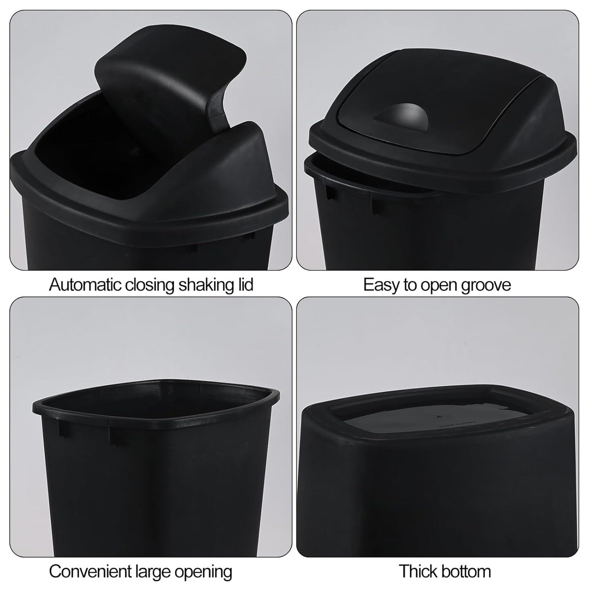 10 Gallon Plastic Garbage Bin with Lid, Swing Top Waste Container, Kitchen Trash Can with Swing
