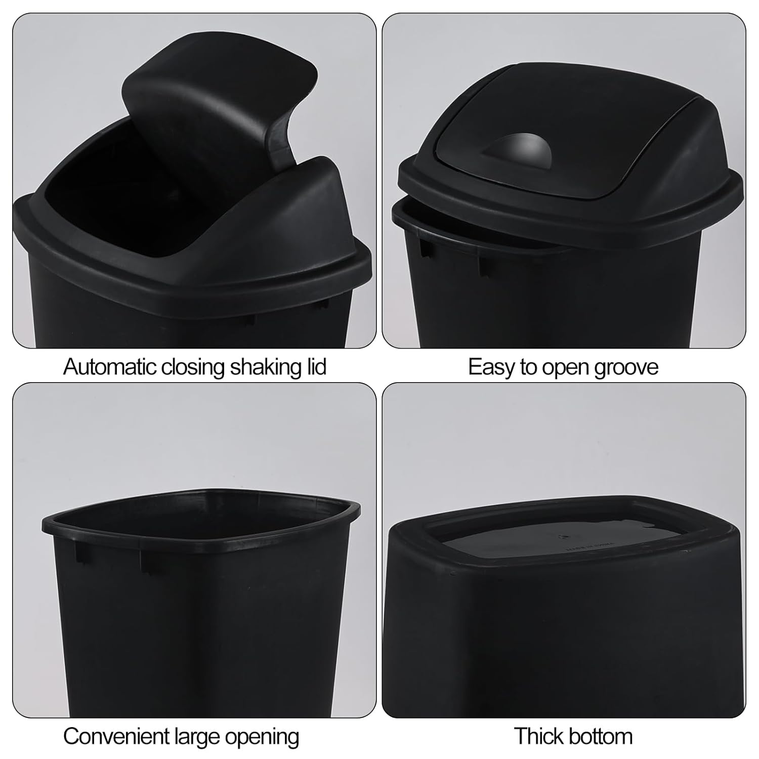 10 Gallon Plastic Garbage Bin with Lid, Swing Top Waste Container, Kitchen Trash Can with Swing