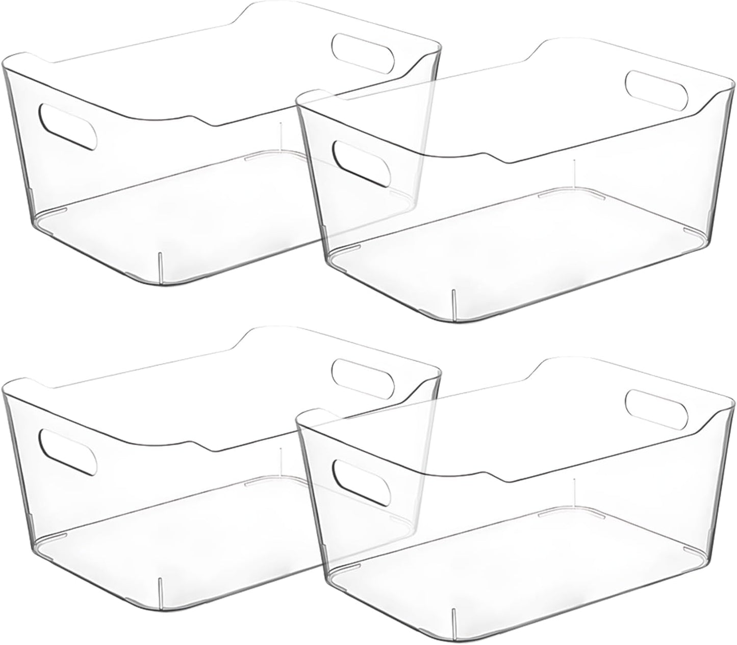 Small Clear Plastic Storage Bins, Perfect for Organization or Pantry and, Fridge Organizer, Cabinet