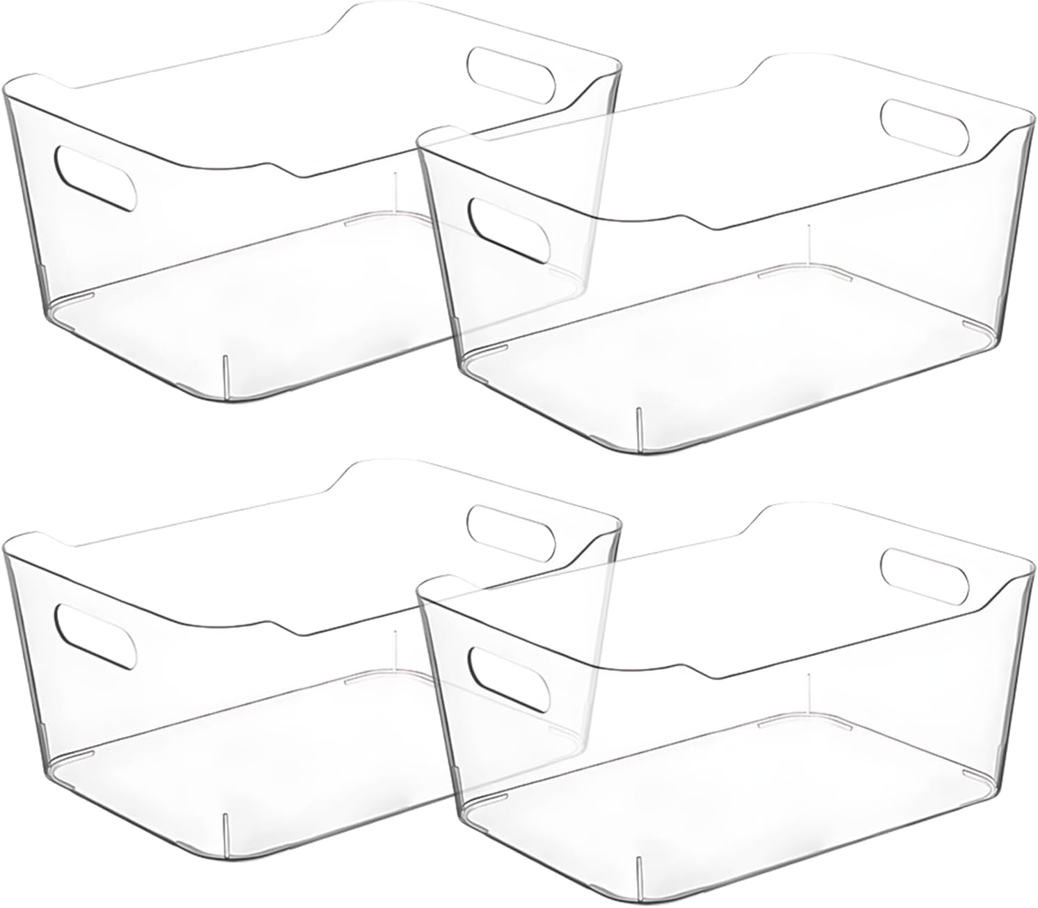 Small Clear Plastic Storage Bins, Perfect for Organization or Pantry and, Fridge Organizer, Cabinet