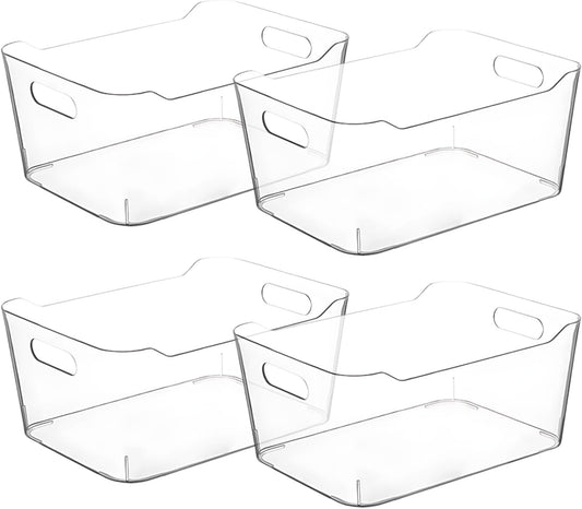 Small Clear Plastic Storage Bins, Perfect for Organization or Pantry and, Fridge Organizer, Cabinet