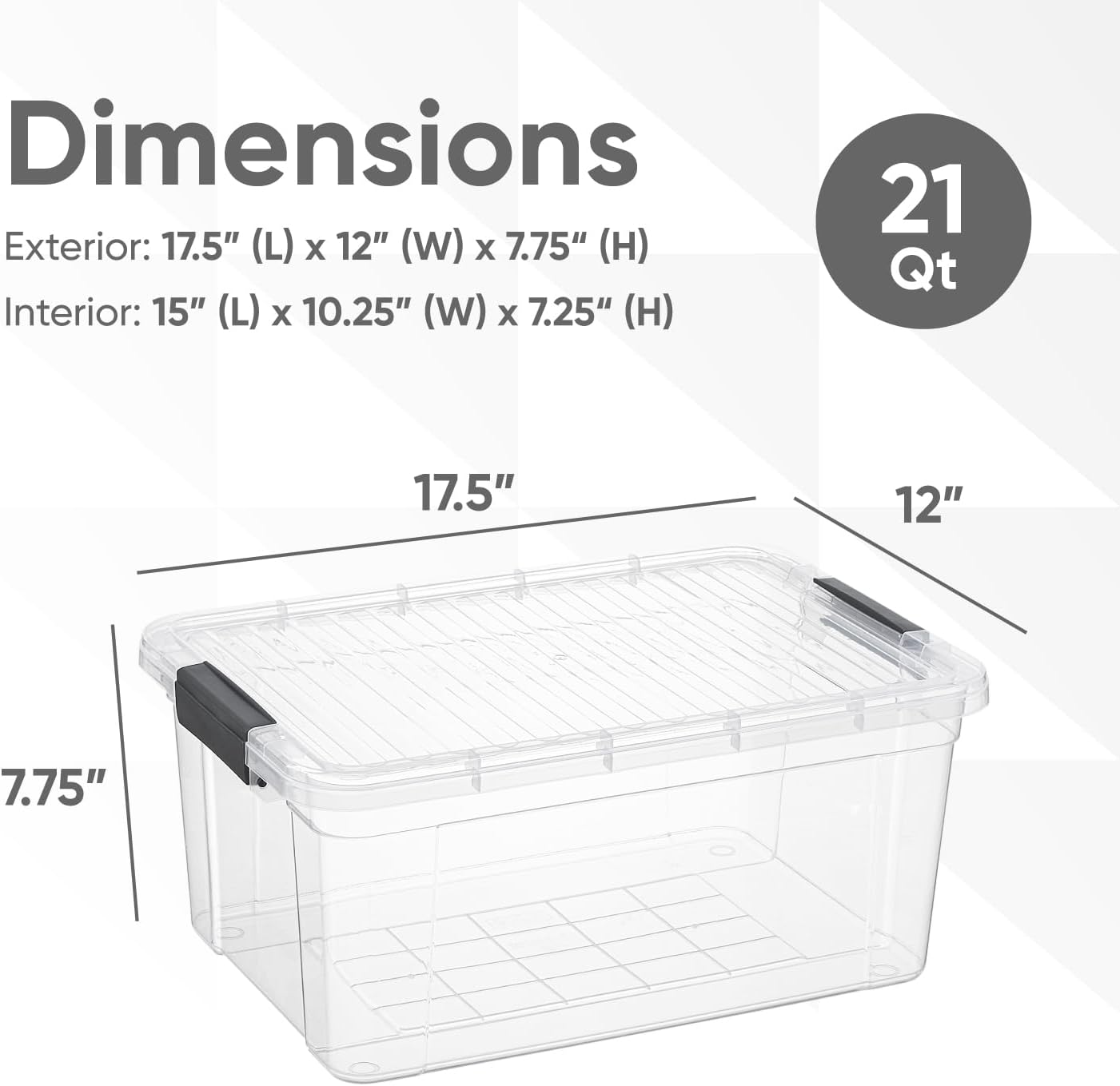 Superio Clear Storage Boxes with Lids, 20 Quart Plastic Container Bins for Organizing, Stackable
