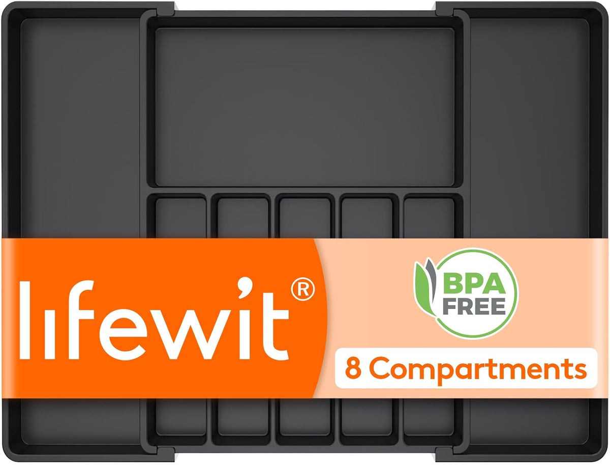 Lifewit Silverware Drawer Organizer, Expandable from 15.4 to 27 inches, Utensil Tray for Kitchen