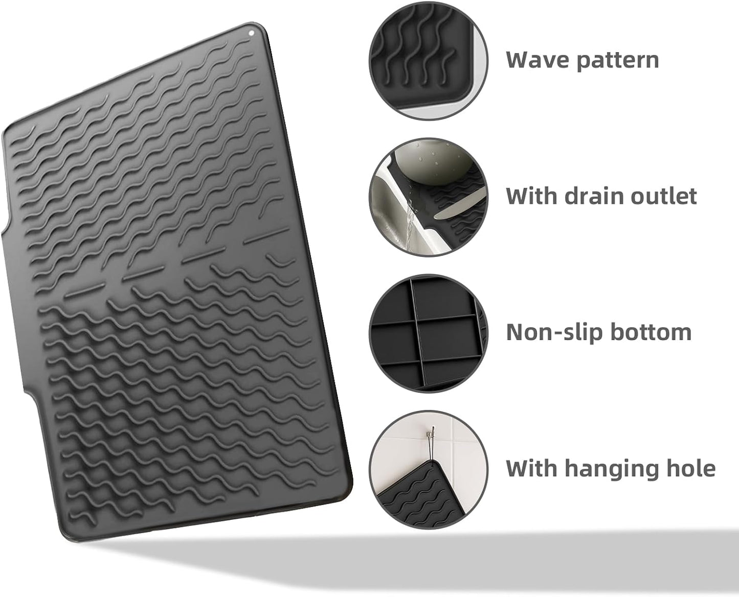 Dish drying mats for kitchen counter, Silicone dish drying mat ,Heat resistant mats for