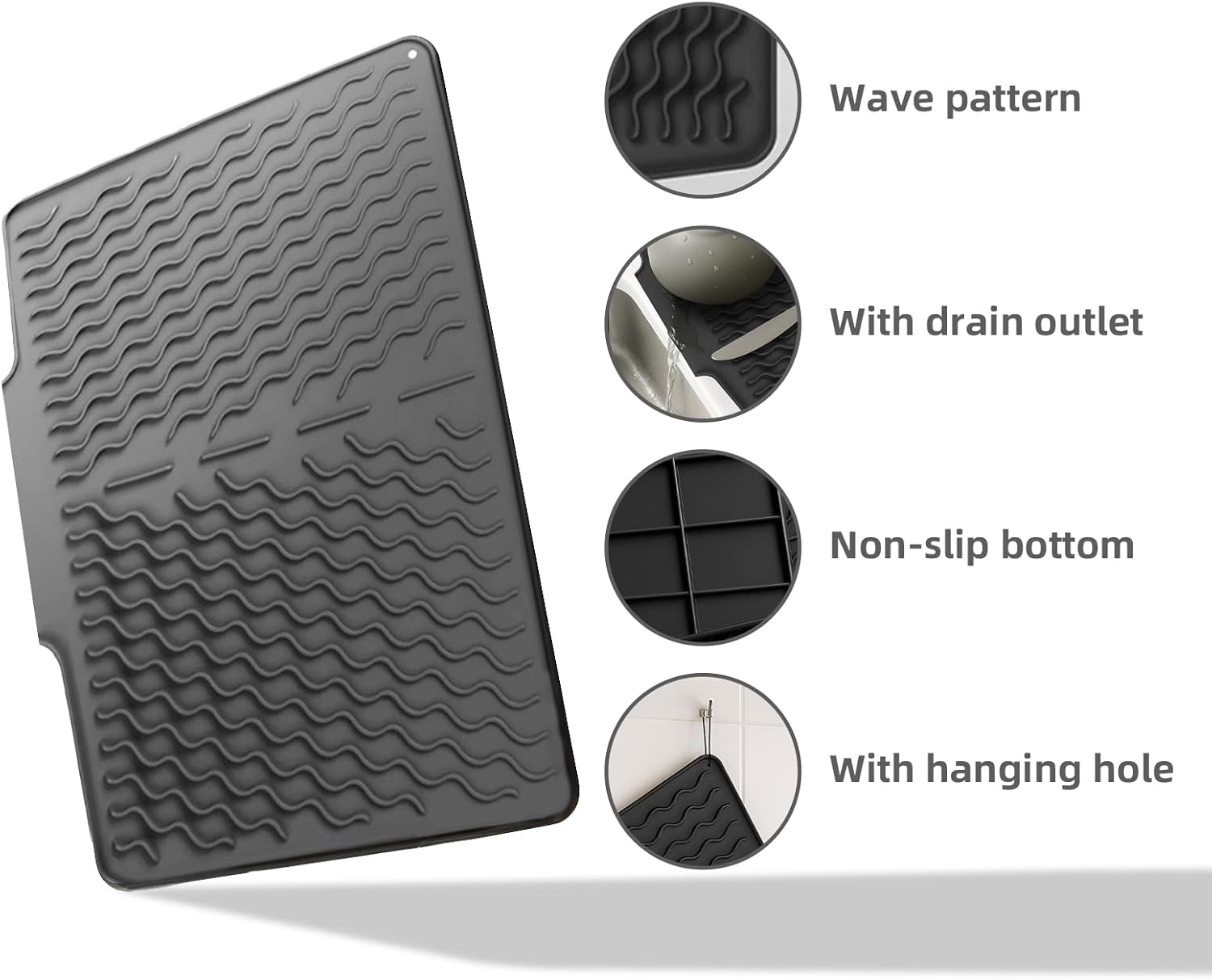 Dish drying mats for kitchen counter, Silicone dish drying mat ,Heat resistant mats for