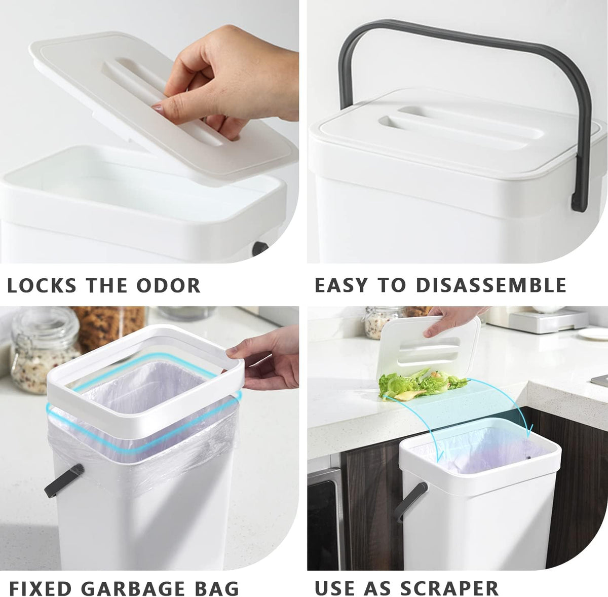 Kitchen Compost Bin Indoor for Counter Top,Hanging Small Trash Can with Lid,Food Waste