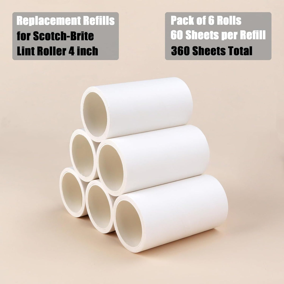 4 inch Lint Roller Refills Only Compatible with Scotch Brite Lint Roller Replacement Refills for