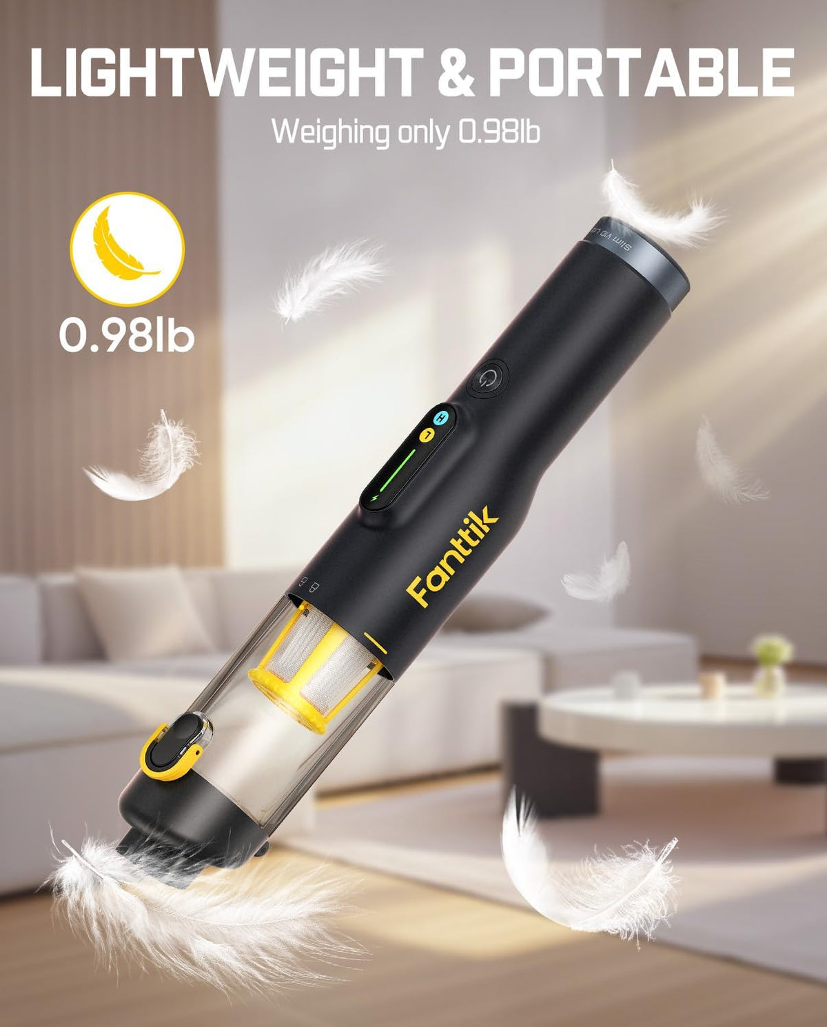Fanttik Slim V10 Lite Cordless Handheld Vacuum, 0.98lb Lightweight with All-in-One Base Design