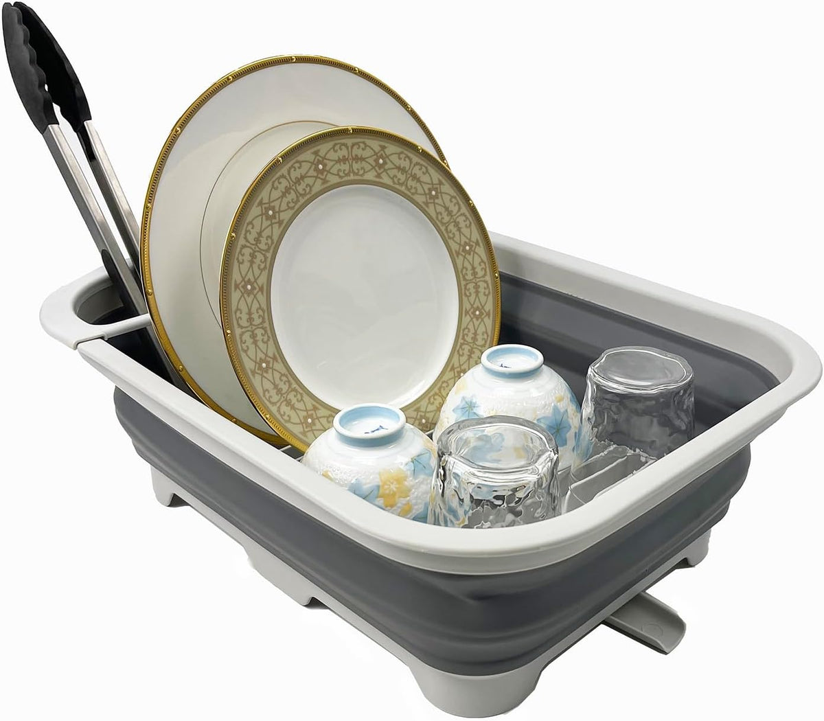 SAMMART 12L (3.17 Gallon) Collapsible Dish Drainer with Swivel spout - Foldable Drying Rack Set