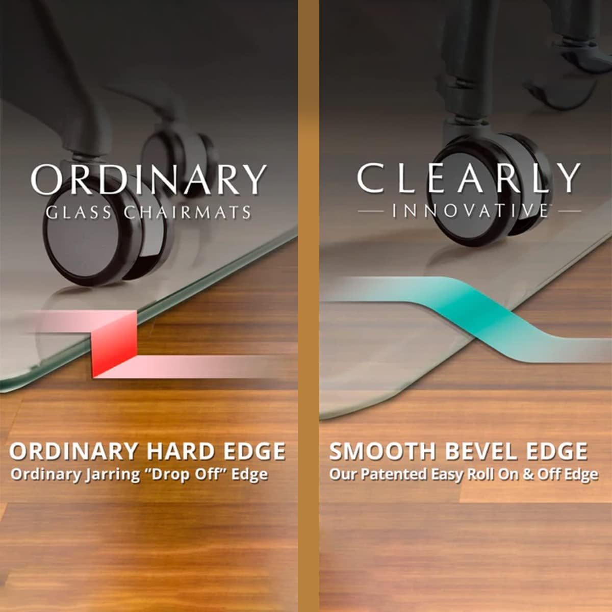 Exclusive Beveled Edge Glass Chair Mat for a Smooth Glide and Easy Roll On/Off by Clearly