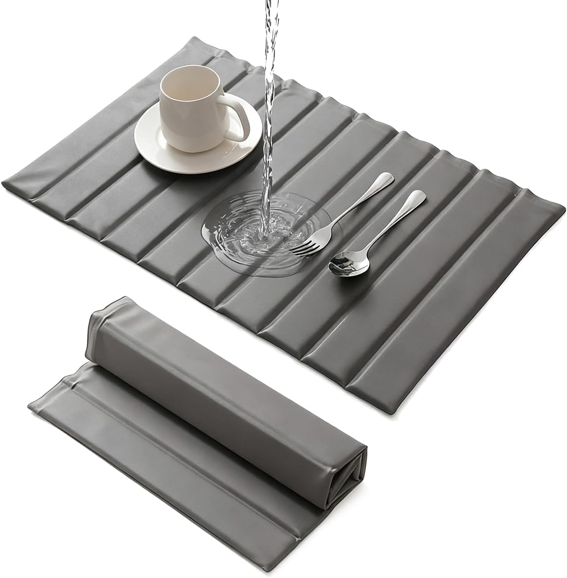 Large Stone Dish Drying Mat for Kitchen Counter, 25.2" × 16.1" Quick Dry Collapsible Diatomaceous