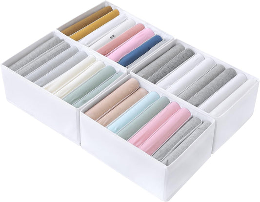 Qozary 4 Pack Drawer Organizers for Clothing, 8 Grids Foldable Closet Organizers and Storage Bins