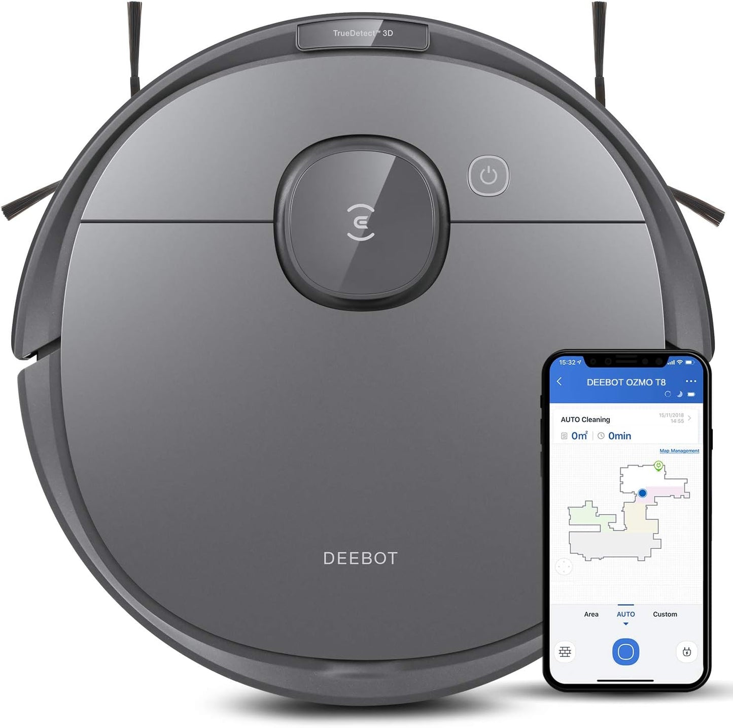 Ecovacs Deebot T8 Robot Vacuum and Mop Cleaner, Precise Laser Navigation, Multi-floor Mapping
