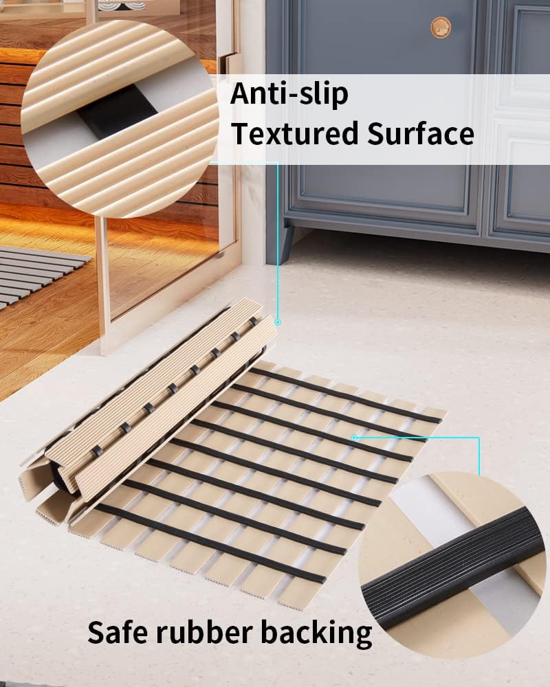 PADOOR Shower-Mat Non Slip, Heavy Duty Bathtub-Mat Curlable Quick Drain Sturdy Bath Tub Mat Without