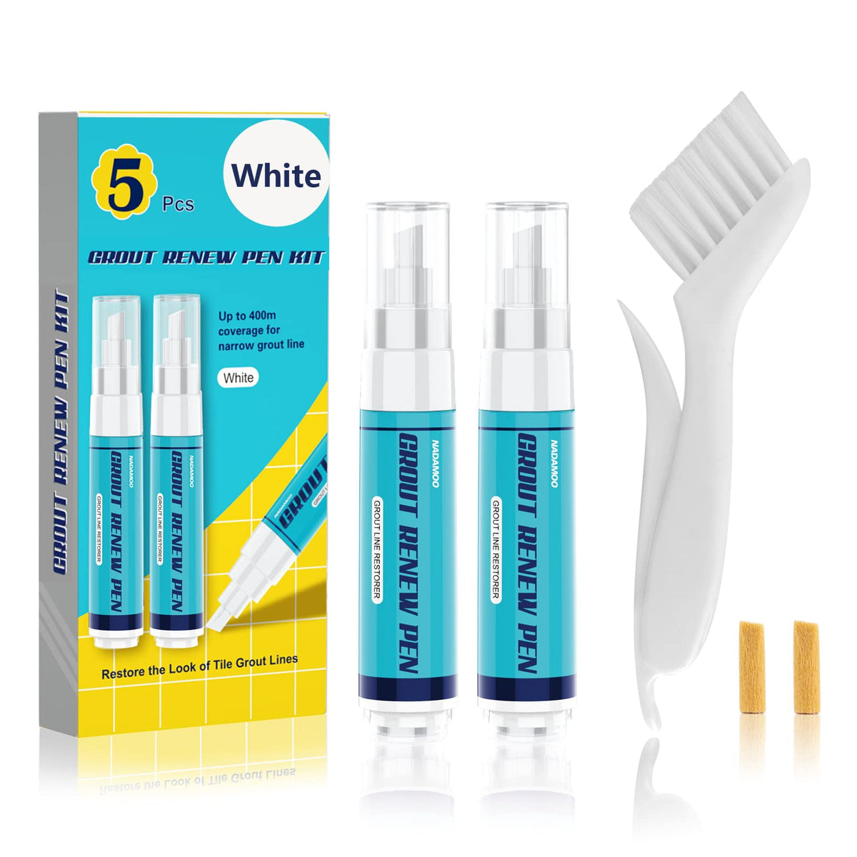 NADAMOO Grout Renew Pen White, 2 Large 20ml Paint Pens, Touch Up Repair Marker for Tile Gap Coating
