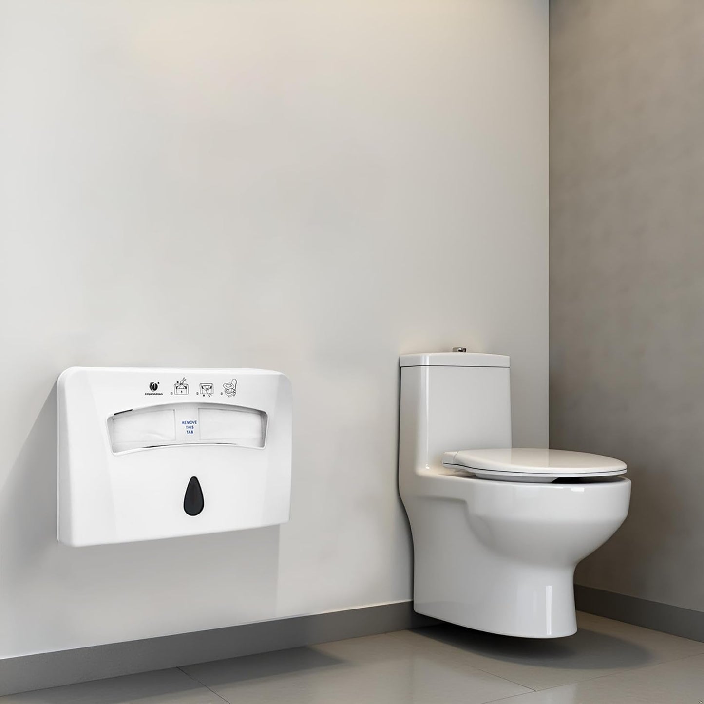 Toilet Seat Cover Dispenser (2-Pcs) Wall Mounted Compatible with Half-fold Disposable Toilet Seat