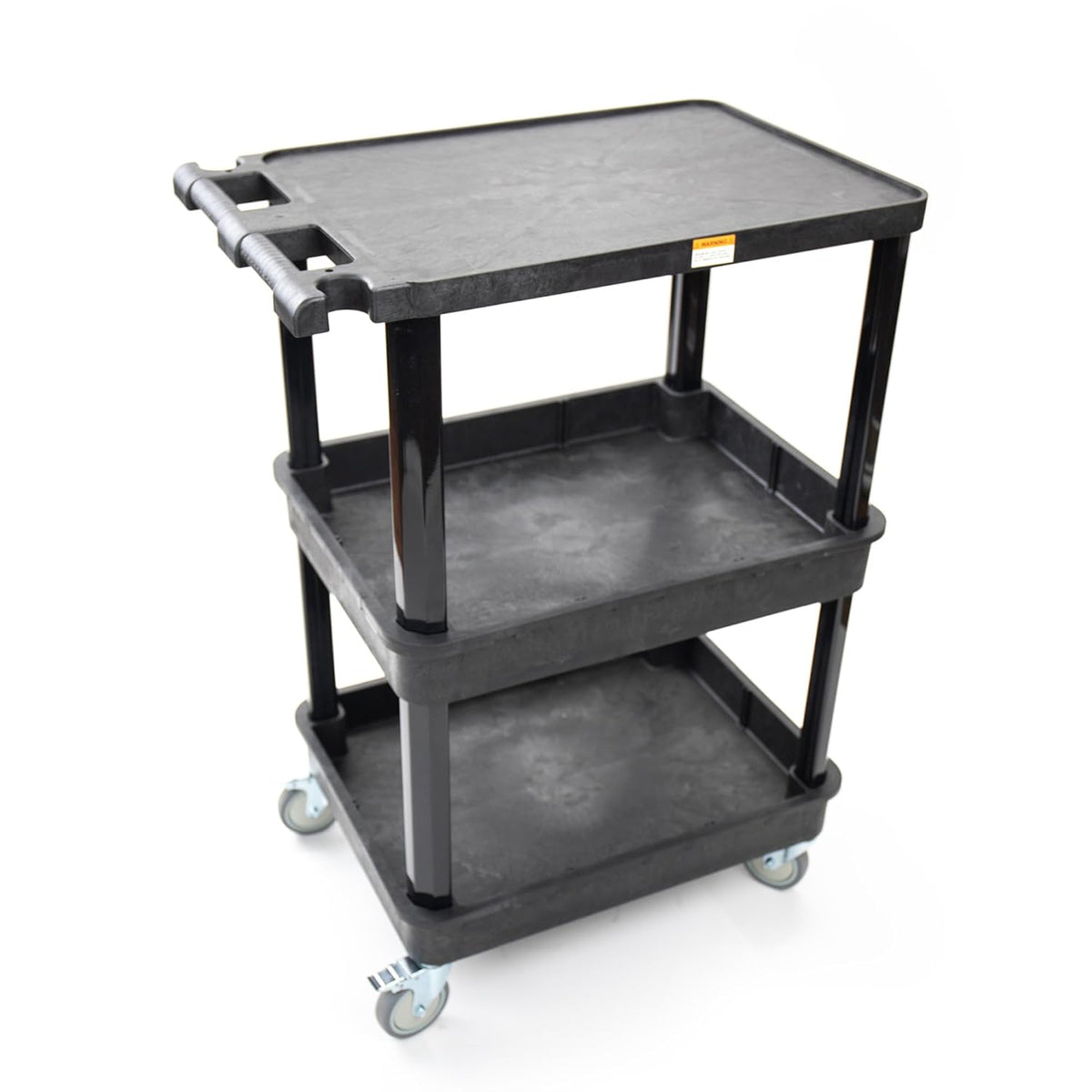 Pearington 3-Shelf Multipurpose Mobile Utility Cart with 2 Bins and Lockable Wheels, Heavy-Duty