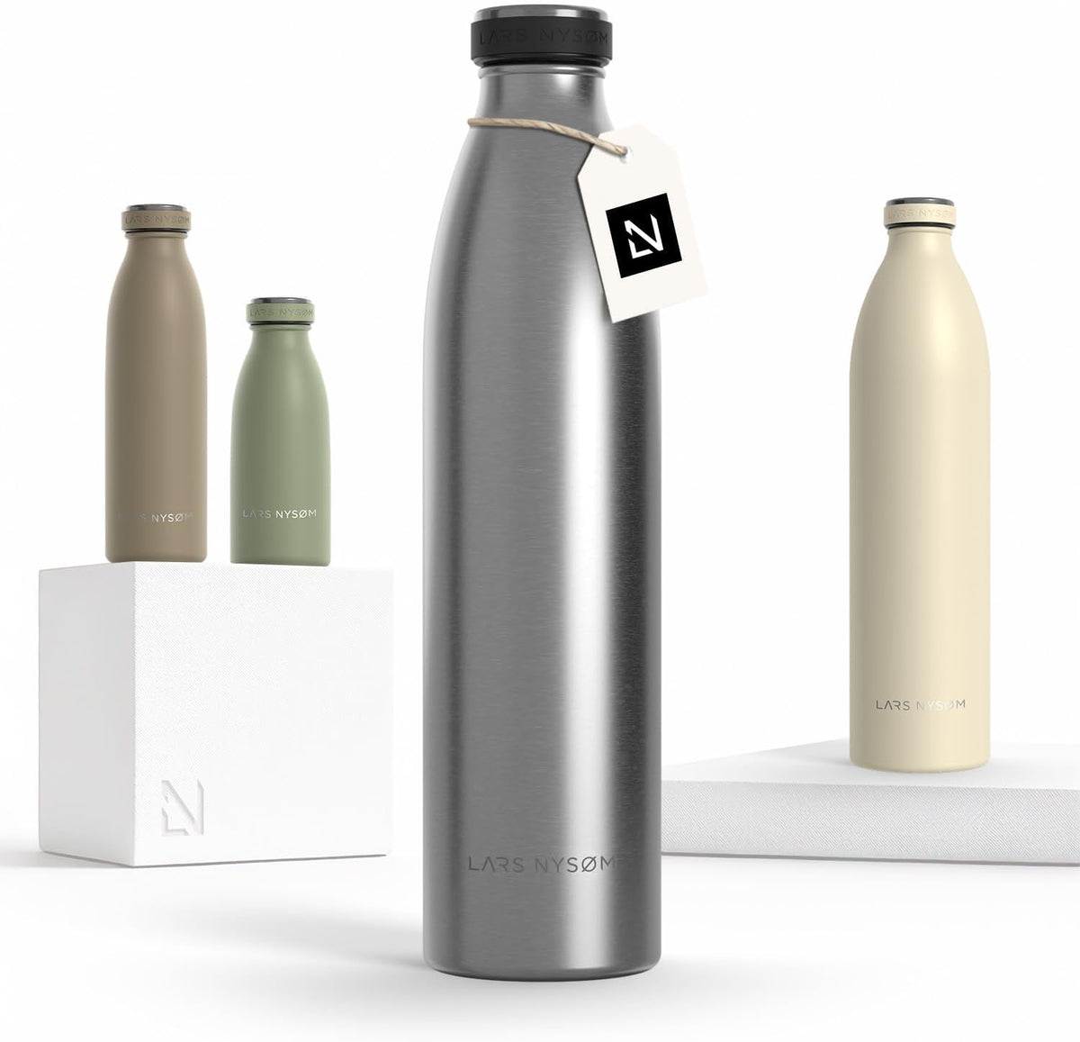 LARS NYSØM Stainless Steel Insulated Water Bottle 12oz 17oz 25oz 34oz 51oz | Insulated Thermo Flask
