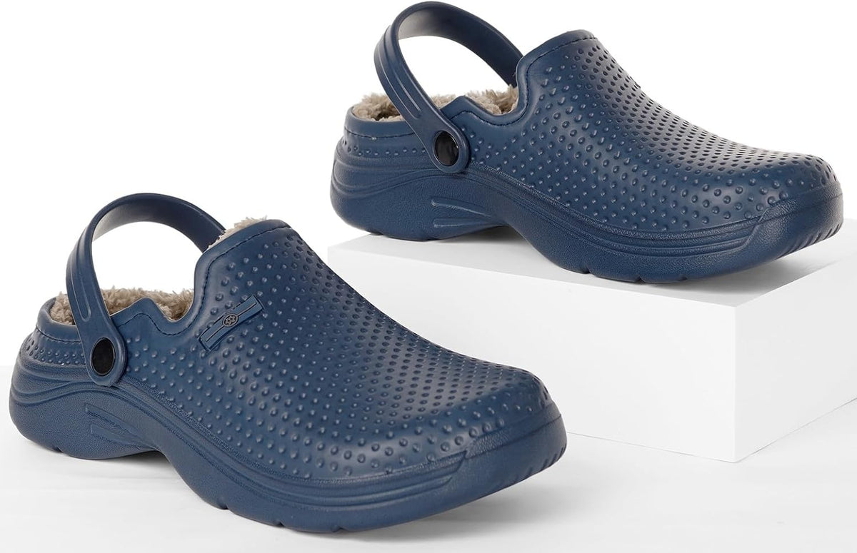 Womens Mens Fur Lined Clogs Waterproof Garden Shoes Winter Warm Fleece Lining Fuzzy House Home