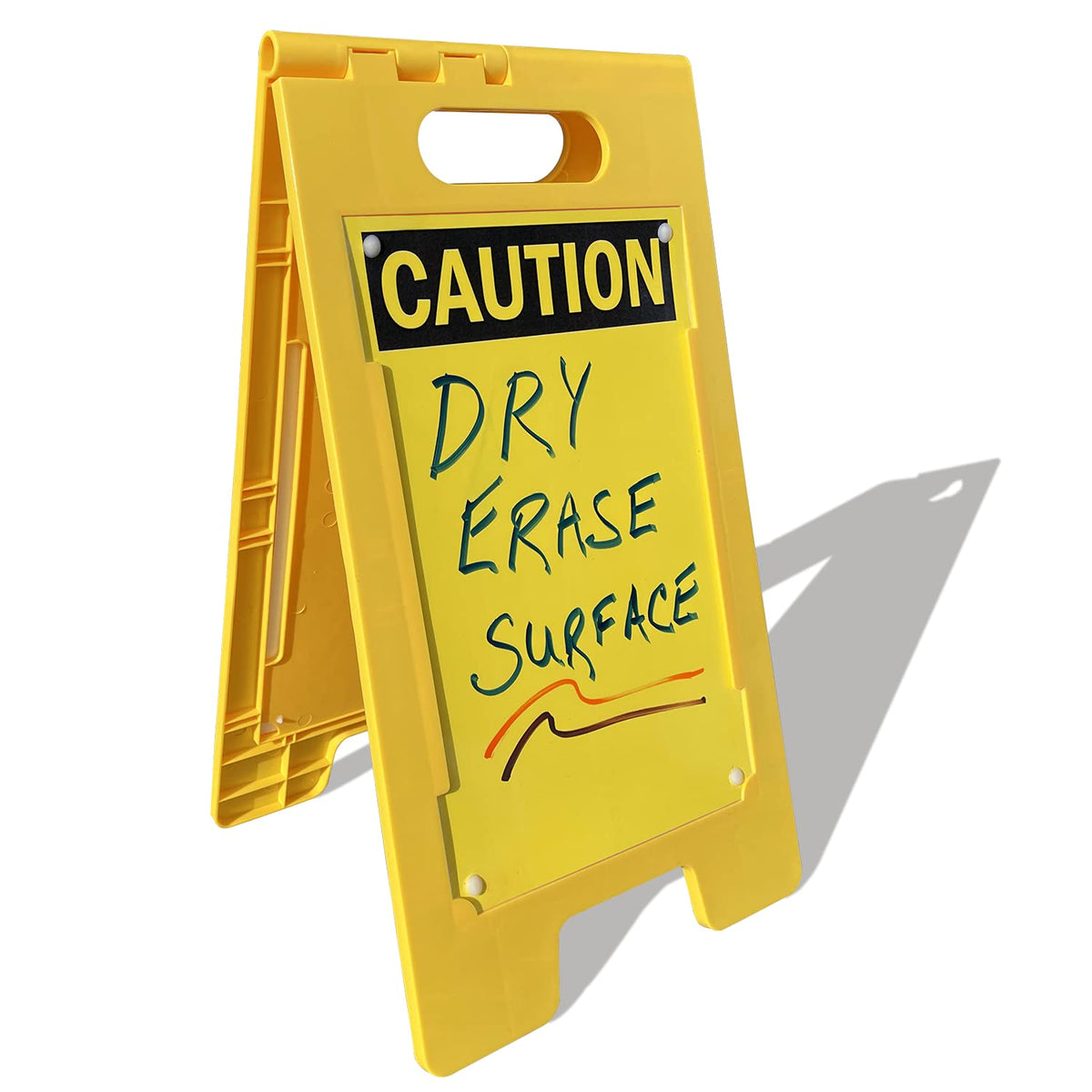SmartSign - SF-0127-FB-25x12-DE Caution Blank Write-On Folding Floor Sign With Dry Erase Finish By