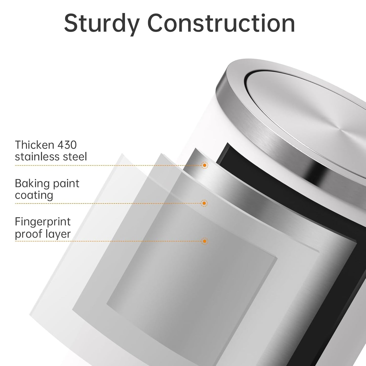 Mbillion Small Trash Can with Swing Lid 2.4 Gallons/9 Liter, Mini Trash Can with lid, Stainless