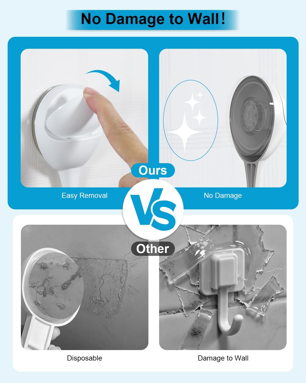 JOTPE 4-Pack Large Suction Cup Hooks for Shower, Removable Shower Hooks for Inside Showers with