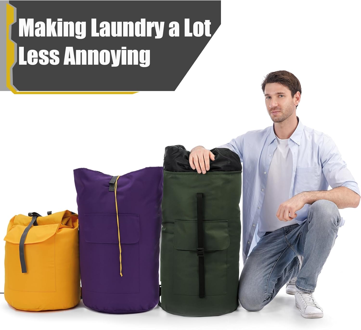 Laundry Bag, Extra Large Laundry Bags for College, Laundry Bag with Straps, Dorm Room Essentials
