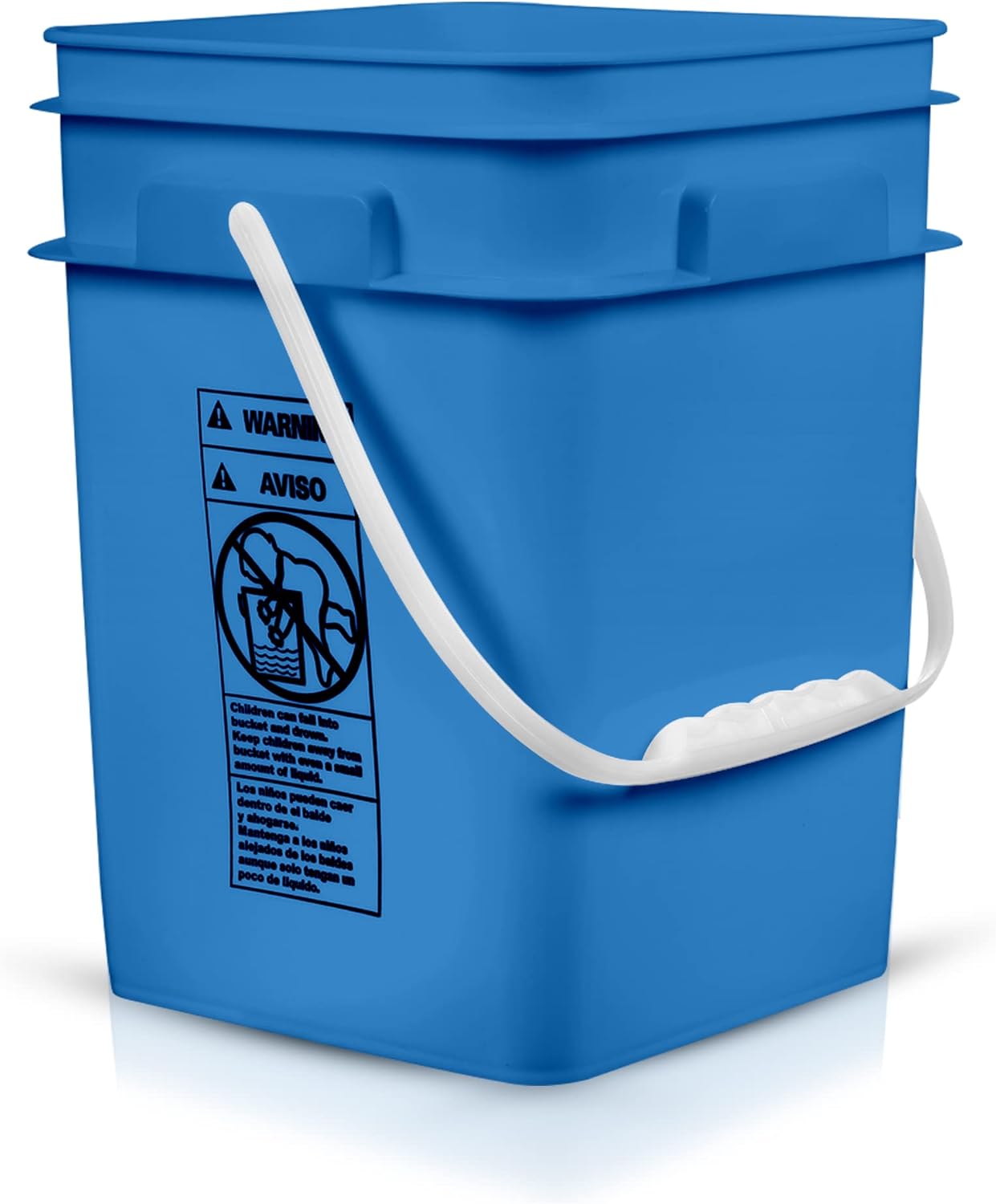 House Naturals 4 Gallon Square Food Grade Bucket Pail with Plastic Handles and Lid (Pack of 3) Made