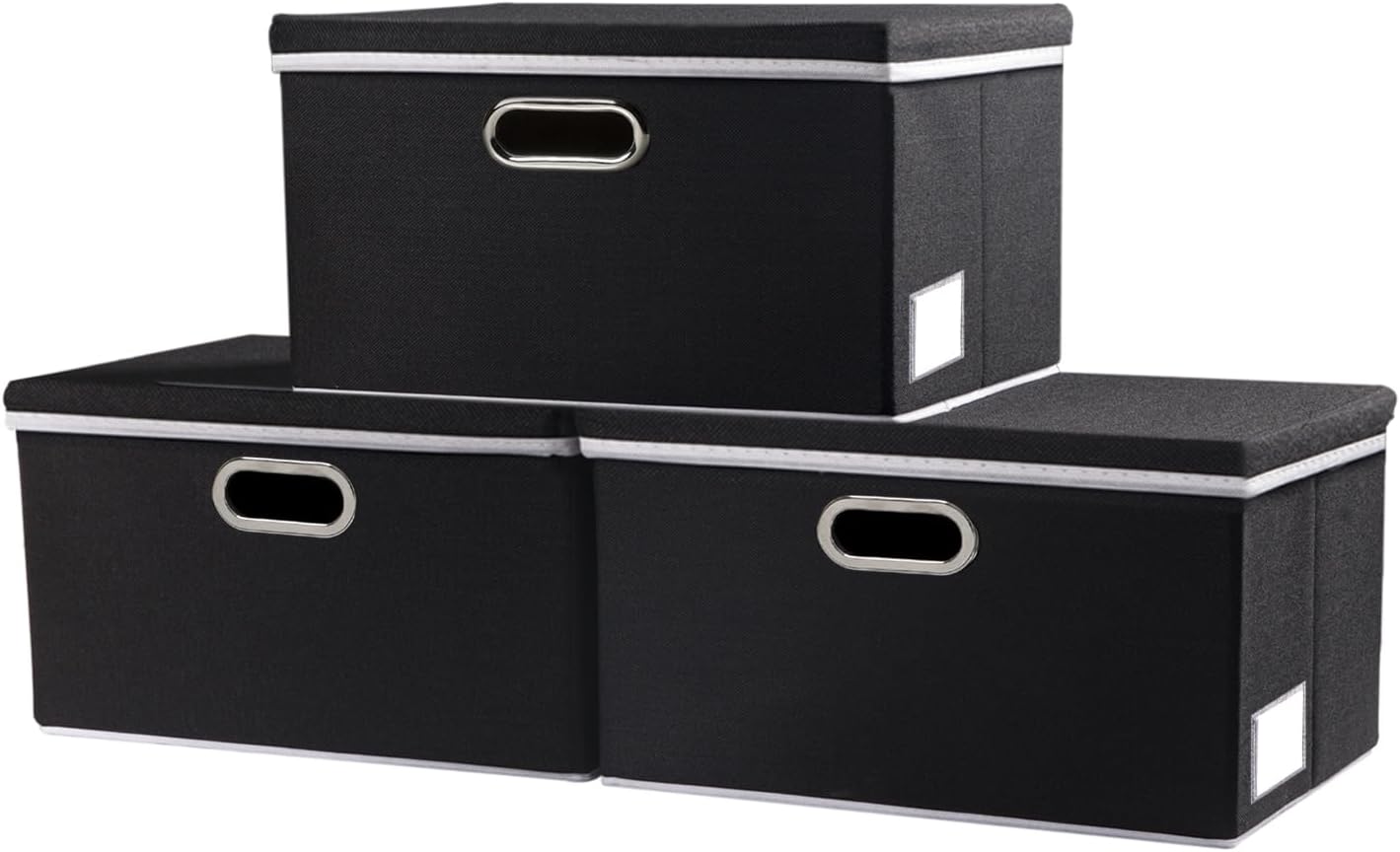 PRANDOM Storage Boxes with Lids [3-Pack] Fabric Collapsible Storage Bins Organizer Containers