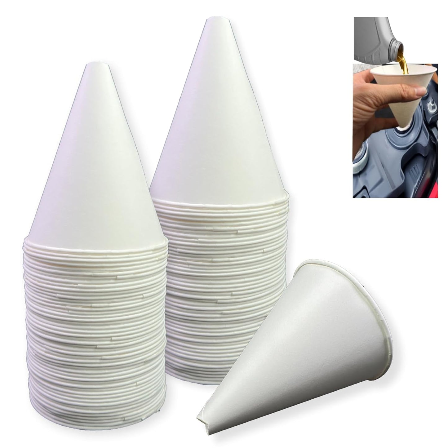 100 Pcs Paper funnels for Motor Oil 6oz Disposable Engine Oil Funnels Paper Funnel for Dispensers
