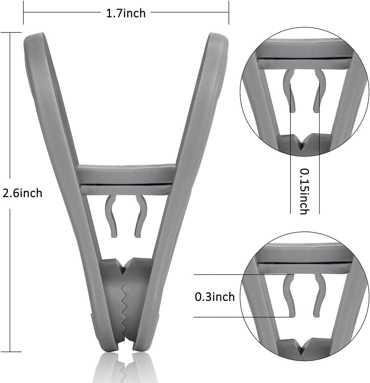 Tinfol 24pc Grey Plastic Hanger Clips, Strong Pinch Grip Finger Clips for Plastic Clothes Hangers