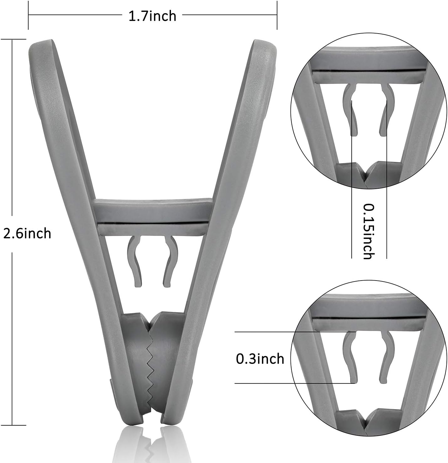 Tinfol 24pc Grey Plastic Hanger Clips, Strong Pinch Grip Finger Clips for Plastic Clothes Hangers