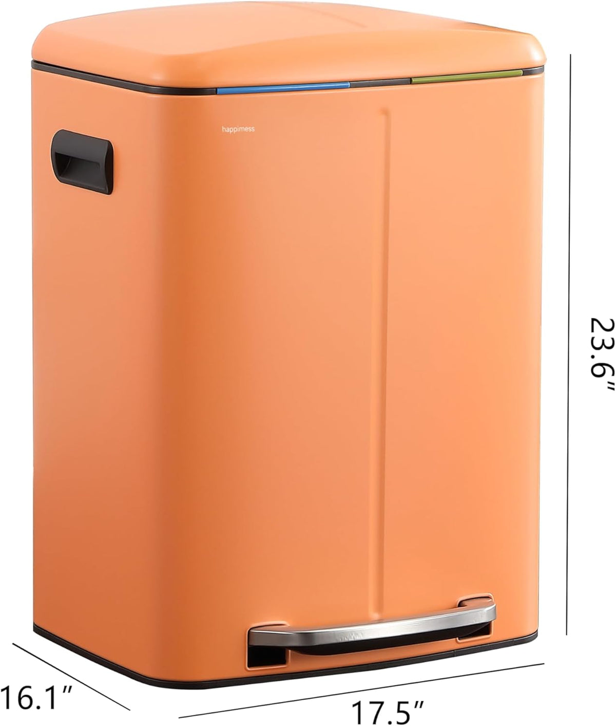 happimess HPM1005K Marco Rectangular 10.6-Gallon Double Bucket Trash Can with Soft-Close Lid