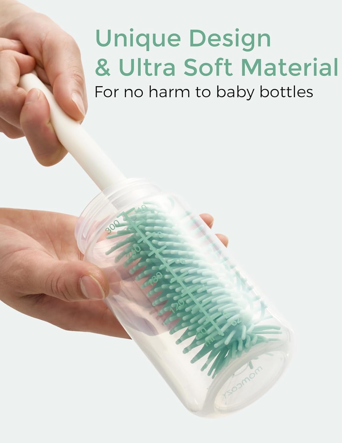 Momcozy Baby Bottle Brush Set, Cleaner Kit with Silicone Nipple Straw Brush, Soap Dispenser, Drying