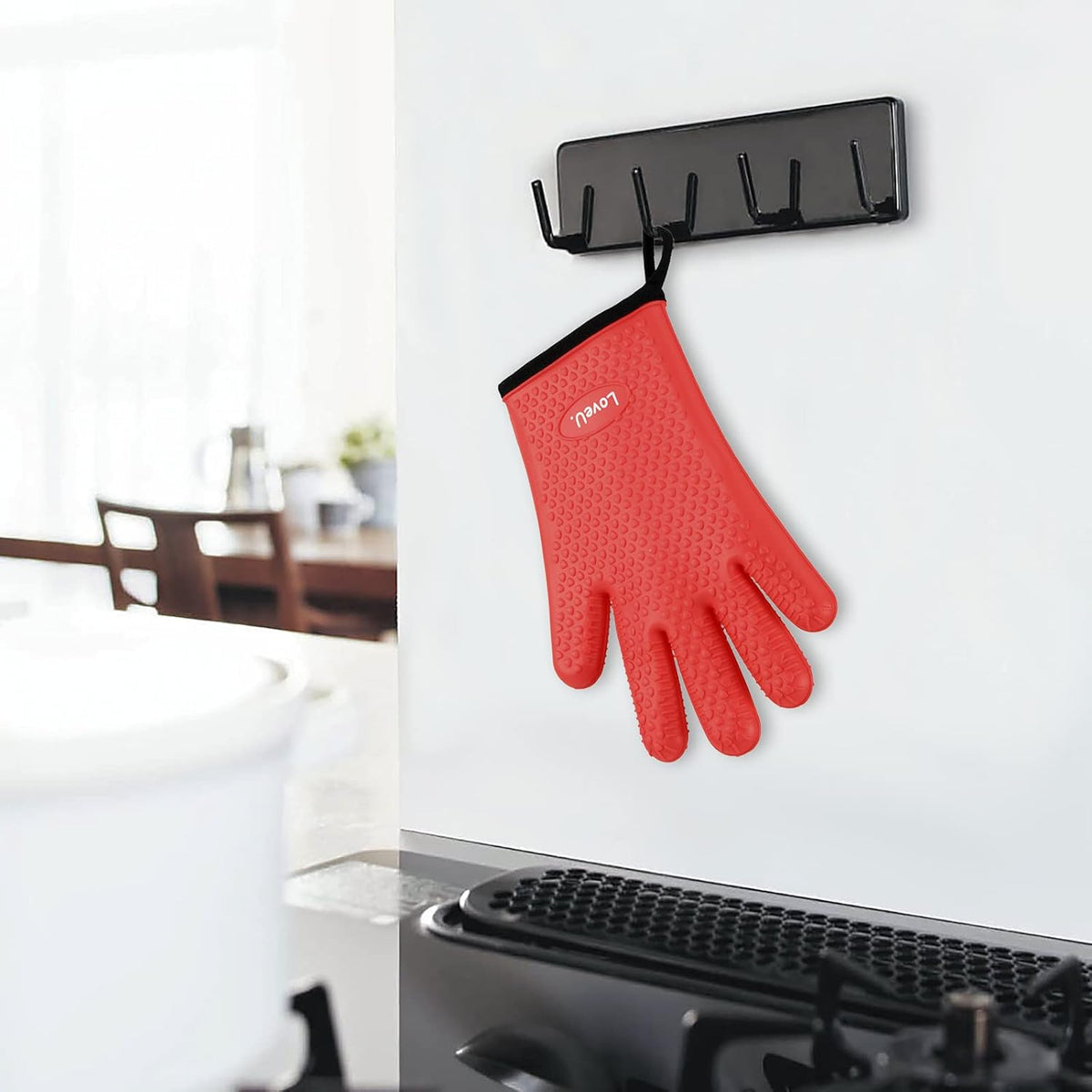 Kitchen Oven Gloves - Silicone and Cotton Double-Layer Heat Resistant Oven Mitts/BBQ Gloves/Grill