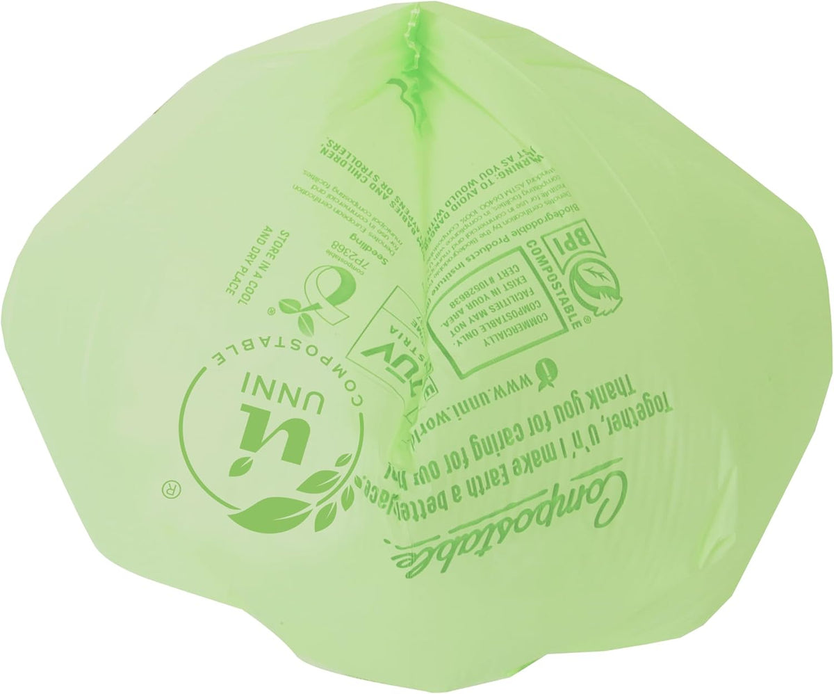 UNNI Compostable Trash Bags, 2.6 Gallon / 9.84 Liter, 100 Count, Extra Thick 0.71 Mil Small Kitchen