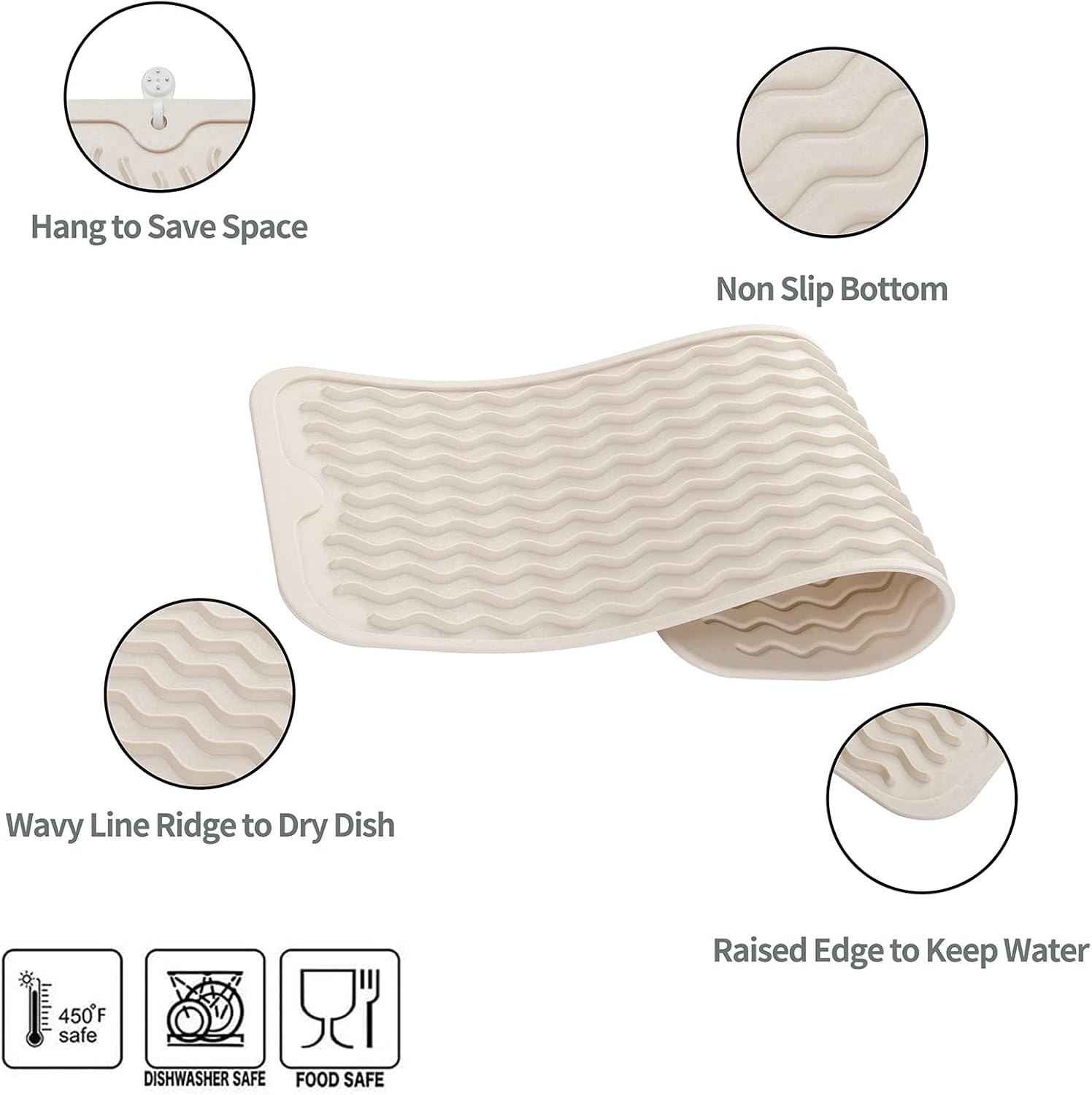 Silicone Dish Drying Mat for Multiple Usage,Easy clean,Eco-friendly,Heat-resistant Silicone Mat for