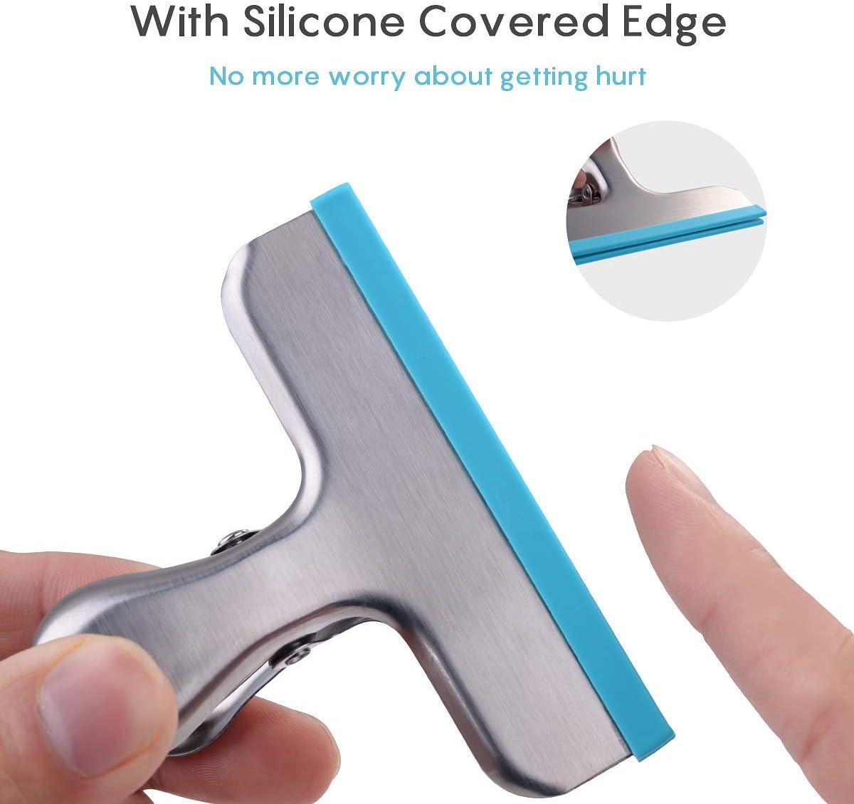 HOUSE AGAIN 8 Pack Stainless Steel Chip Bag Clips Covered with Silicone - NO More Sharp Edges