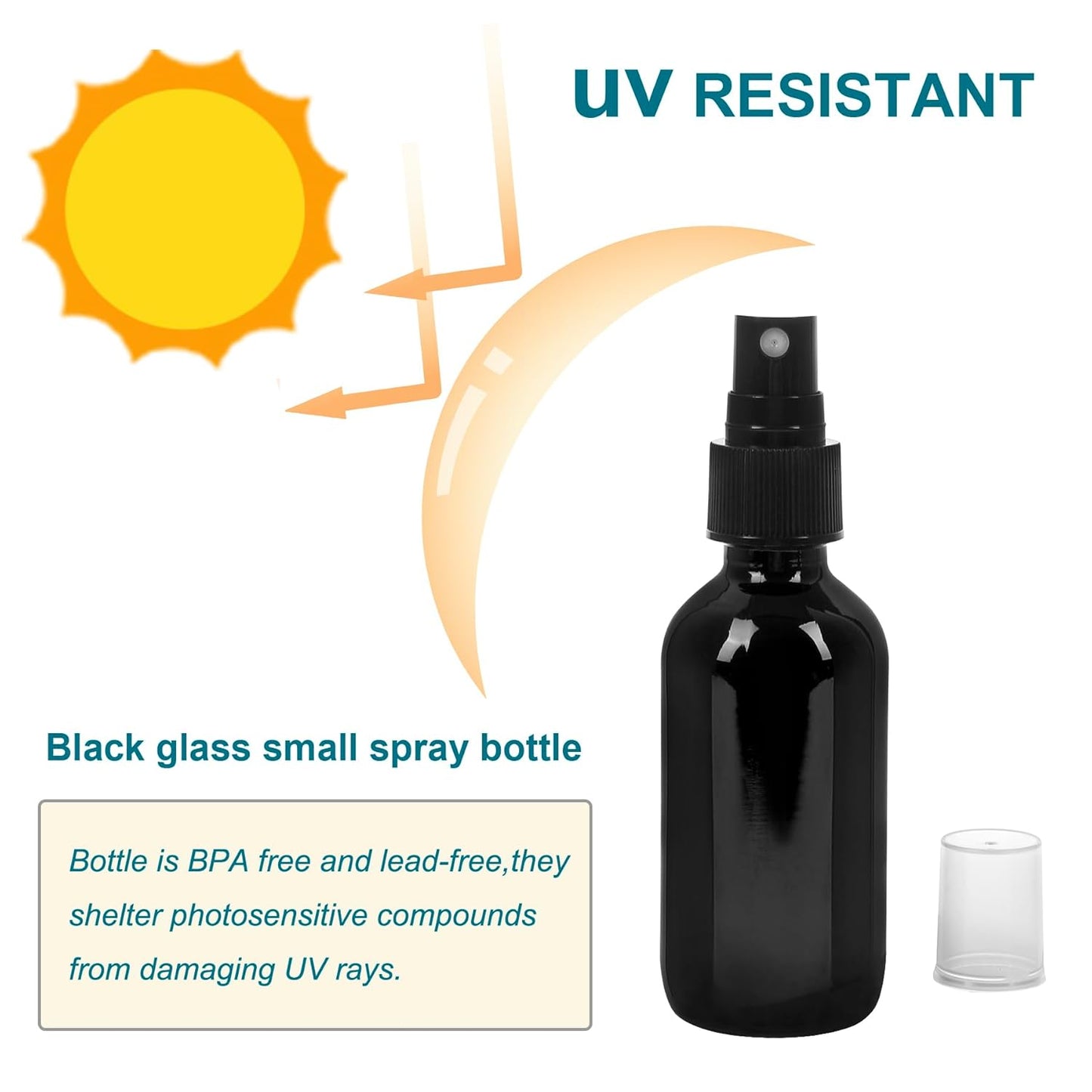 Black Glass Small Spray Bottle 2 oz 24 Packs,Fine Mist Sprayer Small Clear Bottles,Refillable