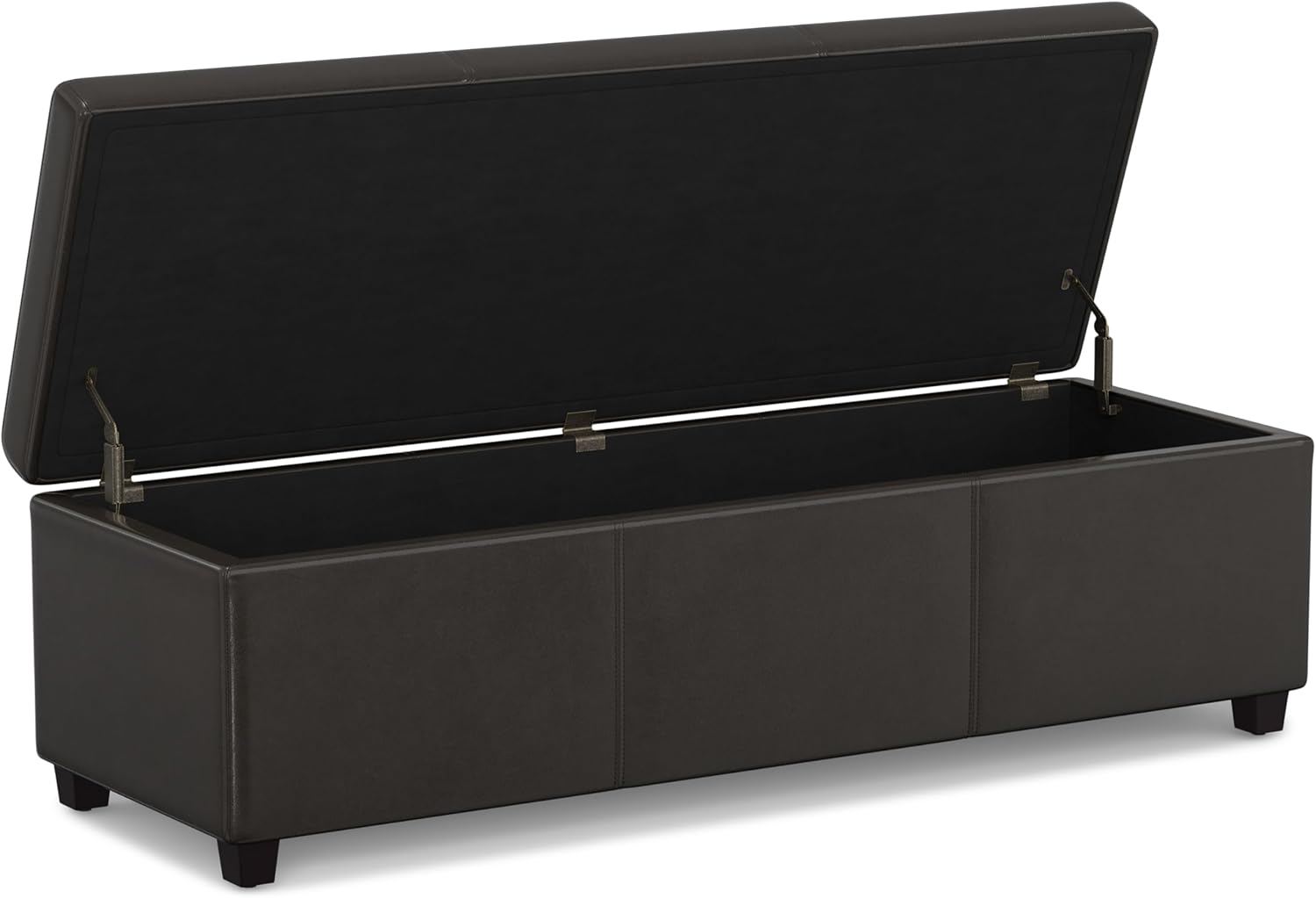 SIMPLIHOME Avalon 54 inch Wide Contemporary Rectangle Extra Large Storage Ottoman Bench in Tanners