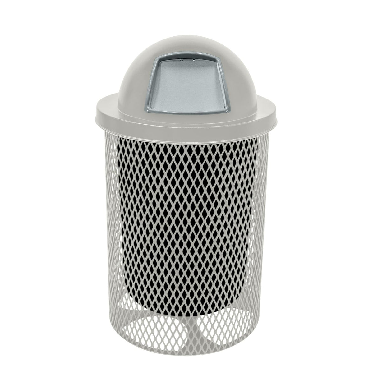 COATEDOUTDOORFURNITURE RDT-TXTGRY Heavy Duty 32 Gallon Round Trash Receptacle, Liner Included