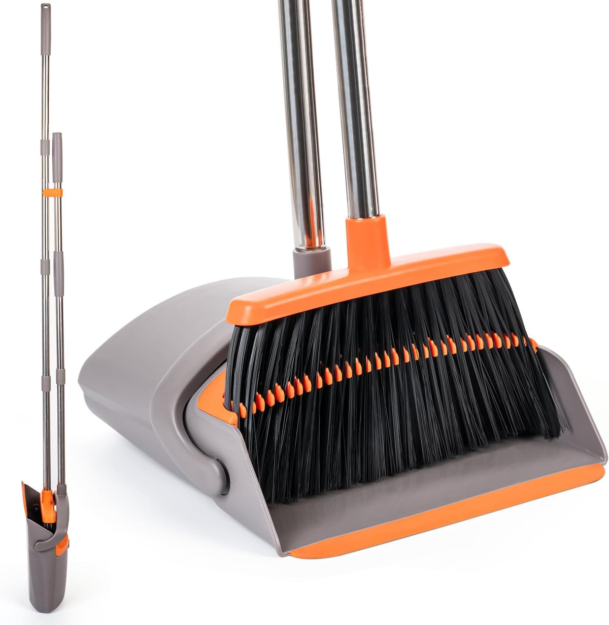 POWERJET Upright Broom & Dustpan Set (420900), Angled Lobby Broom, Exclusive Long Handle Extendable